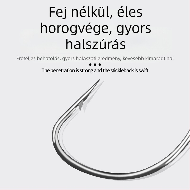 Crank horog széles hasú – magas széntartalmú acélból, bass és tengeri horgászathoz – négyszeres megerősítés