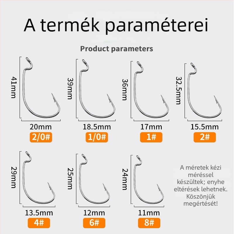 Crank horog széles hasú – magas széntartalmú acélból, bass és tengeri horgászathoz – négyszeres megerősítés