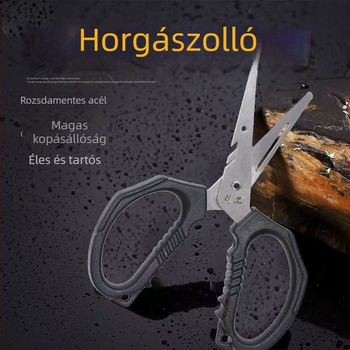 Kültéri horgász olló, rozsdamentes acél, többfunkciós vonalvágó, eredet: Kína