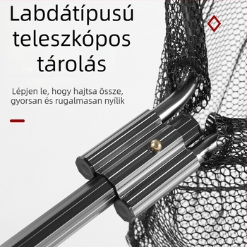 Háromszög alakú összecsukható horgászháló készlet teleszkópos alumíniumötvözet rúddal, könnyű és merev keret, leválasztható osztott háló, tóparti horgászathoz
