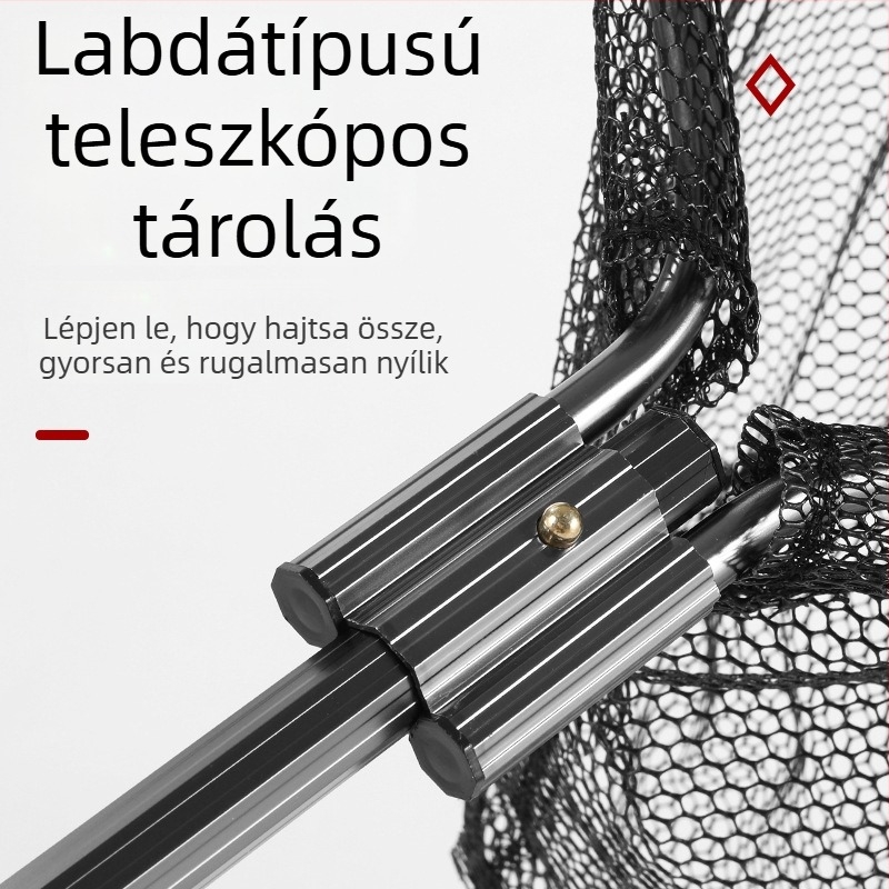 Háromszög alakú összecsukható horgászháló készlet teleszkópos alumíniumötvözet rúddal, könnyű és merev keret, leválasztható osztott háló, tóparti horgászathoz