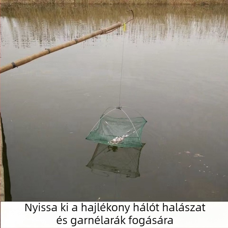 Garnéla horgász háló – nyitott kivitel, összecsukható emelőháló, garnéla ketrec, horgász háló eszköz (Márka: Egyéb; Anyag: Egyéb)