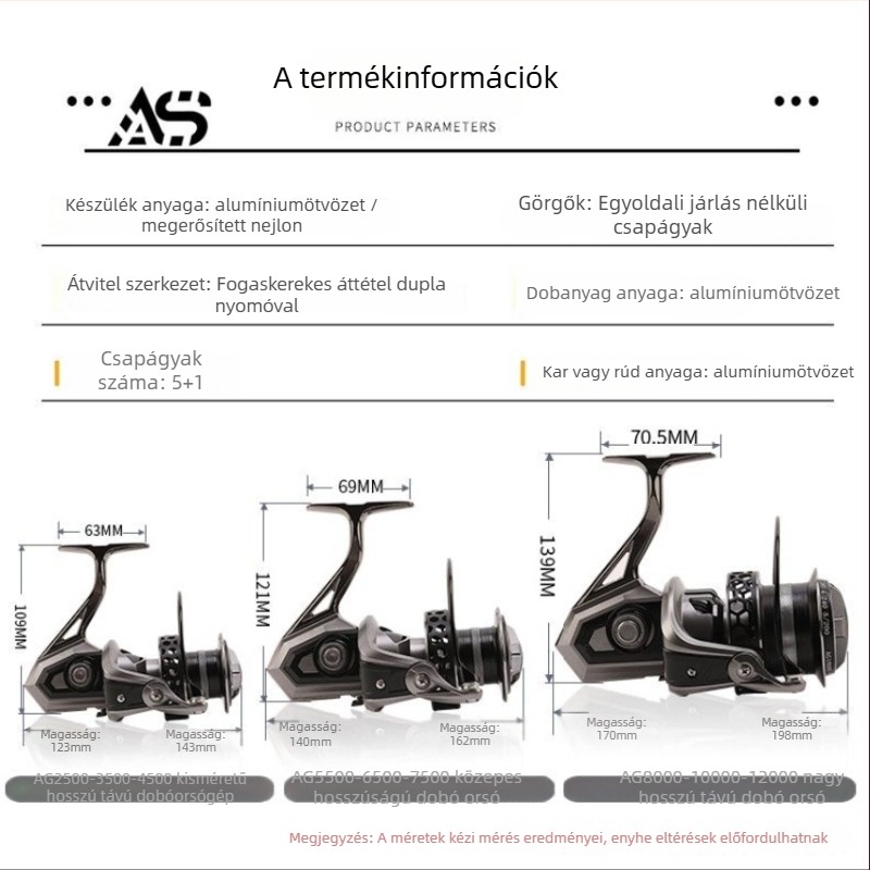Aojiangshark teljesen fémből készült mikro pergető orsó hosszú dobás dizájnnal