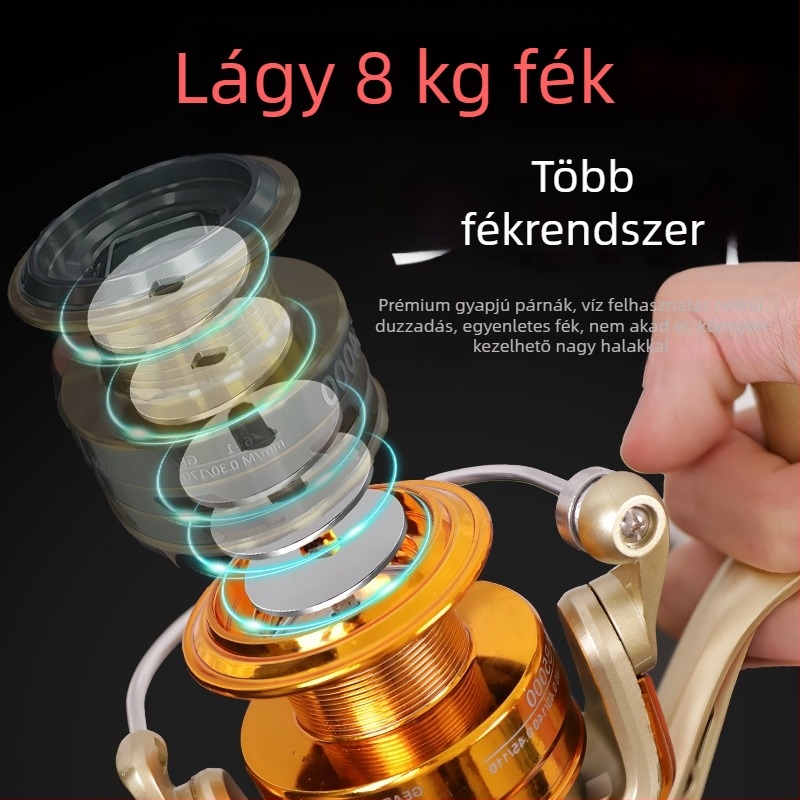 Spinningorsó, teljesen fémből készült konstrukció, bal/jobb oldali kezelőkar cserélhető, áttételi arány 5.2:1, alkalmas tengeri horgászatra