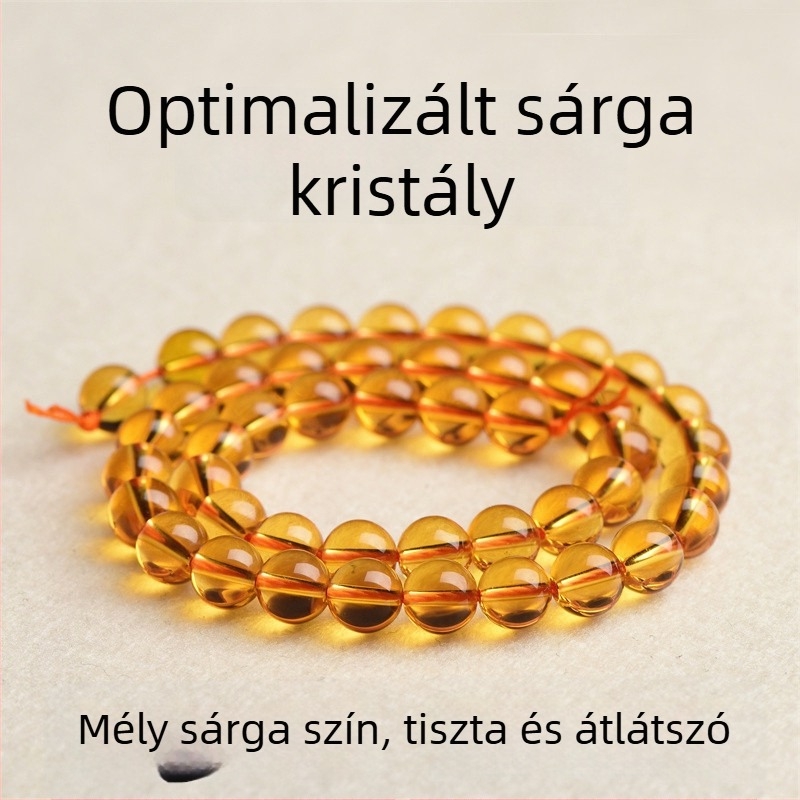Természetes citrin, 7A osztályú szabad gyöngyök – kerek, DIY ékszerkészítéshez, félkész citrin gyöngyök karkötőkhöz