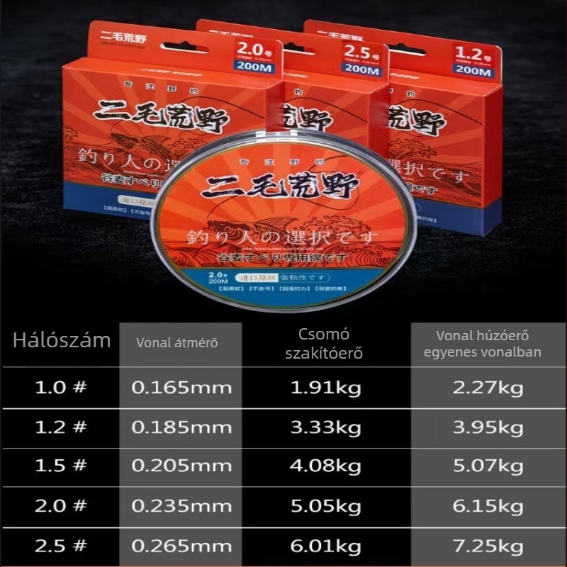 Ermao Wilderness fő damil, nylon, kiváló szilárdság, 20 darabos doboz