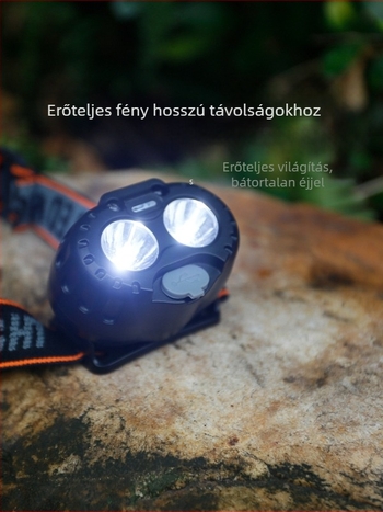 LED fejlámpa, újratölthető, vízálló, 100 m hatótávolság, 3–6 órás üzemidő, tömeg 55 g