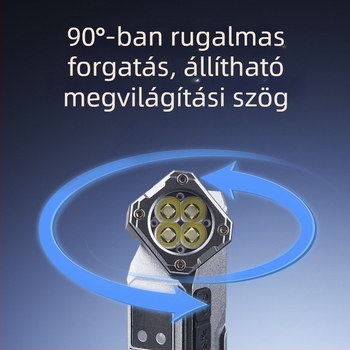 Fejre szerelhető LED-es fejlámpa, újratölthető, többirányú állítható fej, ABS test, 100–200 m hatótáv