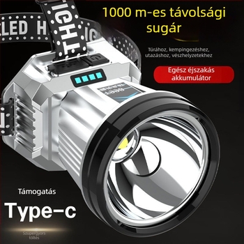 LED fejlámpa – erős fényerejű, hosszú hatótávolságú, újratölthető, vízálló, éjszakai horgászathoz
