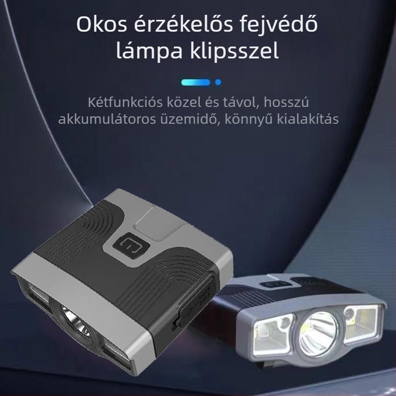 Qianliguang LED fejlámpa horgászathoz, sapkára rögzíthető, fejre helyezhető, töltő jár hozzá, hatótávolság 50 m-ig, kompakt és könnyű