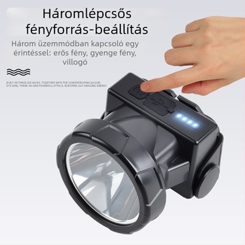 Tölthető LED fejlámpa, vízálló, 10W, 800–1600 mAh akkumulátor, fejre rögzíthető, fénycsóva 100–200 m