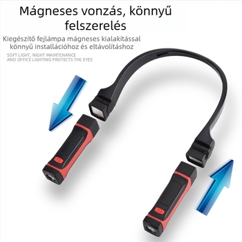 USB-töltéses LED fejlámpa mágneses fejpánttal, vízálló, üzemidő 3–12 óra, gombkapcsoló