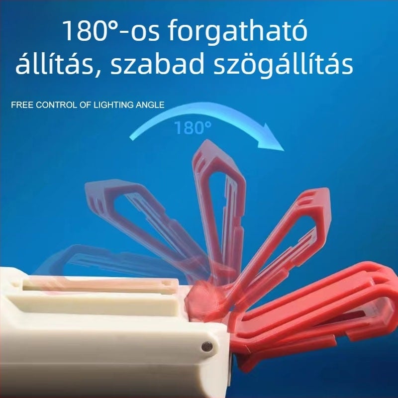 Fejlámpa sapkára clip-kel, újratölthető LED, vízálló, 32 m fénycsóva, 3 órás üzemidő