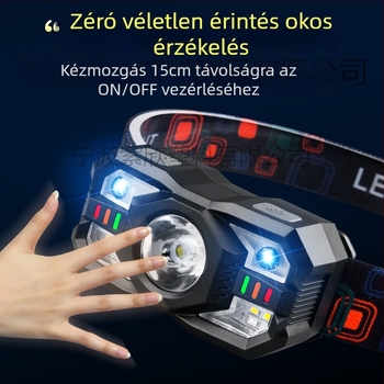 LED fejlámpa – hordozható, újratölthető, 5W, 800 mAh, LED fényforrás, ABS ház, töltő mellékelve, hatótávolság 200–500 m