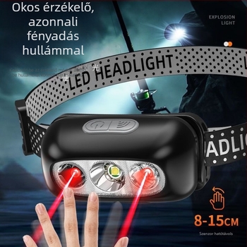 LED fejlámpa horgászathoz, újratölthető, LED világítás, körülbelül 40 g, légáteresztő elasztikus fejpánt