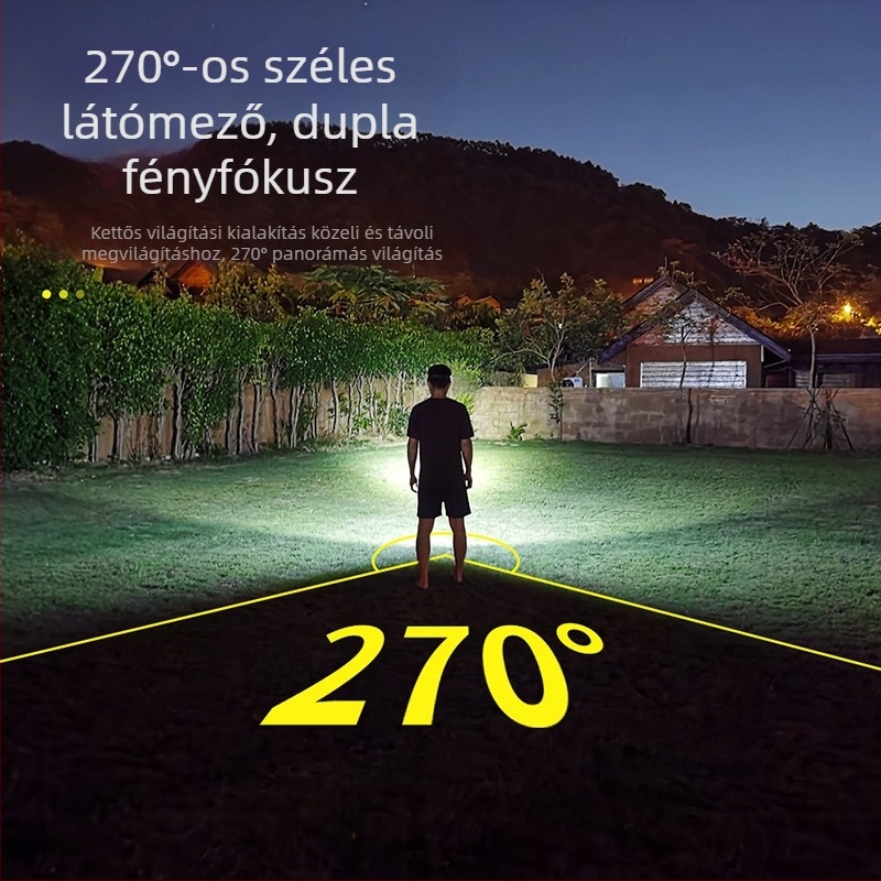 COB fejlámpa kültérre - LED, 10W, 600mAh, vízálló, 100-200 m hatótávolság