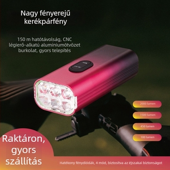 MTB LED első lámpa, 2000 lumen, alumínium ötvözet test, Type-C töltés, 10000 mAh, vízálló