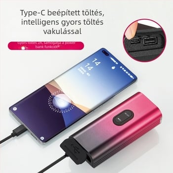 MTB LED első lámpa, 2000 lumen, alumínium ötvözet test, Type-C töltés, 10000 mAh, vízálló