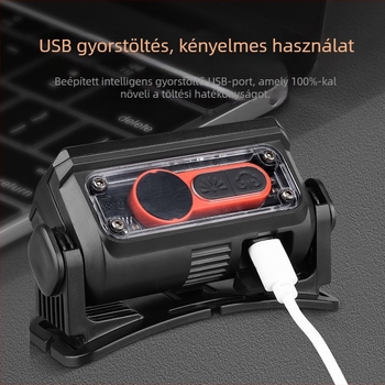 Fejlámpa digitális kijelzővel, 5W LED, újratölthető, 18650 1200mAh, 200–500 m hatótávolság, kültéri használathoz