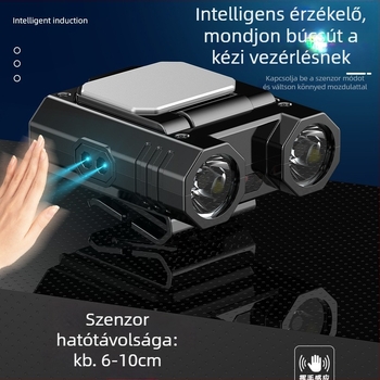 LED sapka klipekhez rögzíthető lámpa – újra tölthető 1400 mAh akkumulátor, USB töltés, 10 W teljesítmény, LED fényforrás, hatótávolság 100–200 m