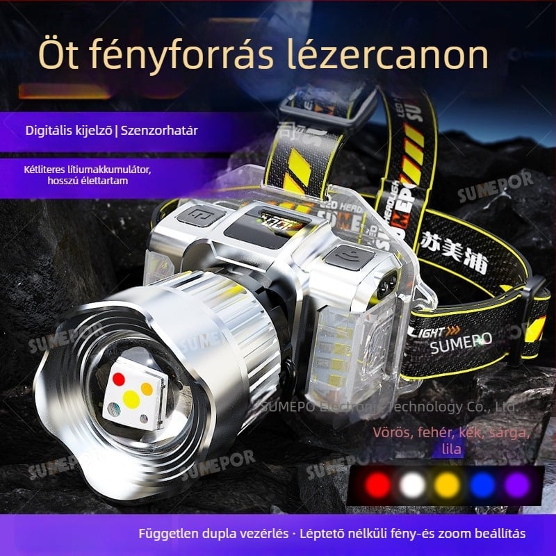 T930 újratölthető LED fejlámpa, 200 m hatótávolság, 3 órás üzemidő, vízálló