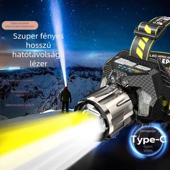 LED fejlámpa, újratölthető, ultra‑fényes, hosszú távú látótávolság, szenzor, 16 órás üzemidő