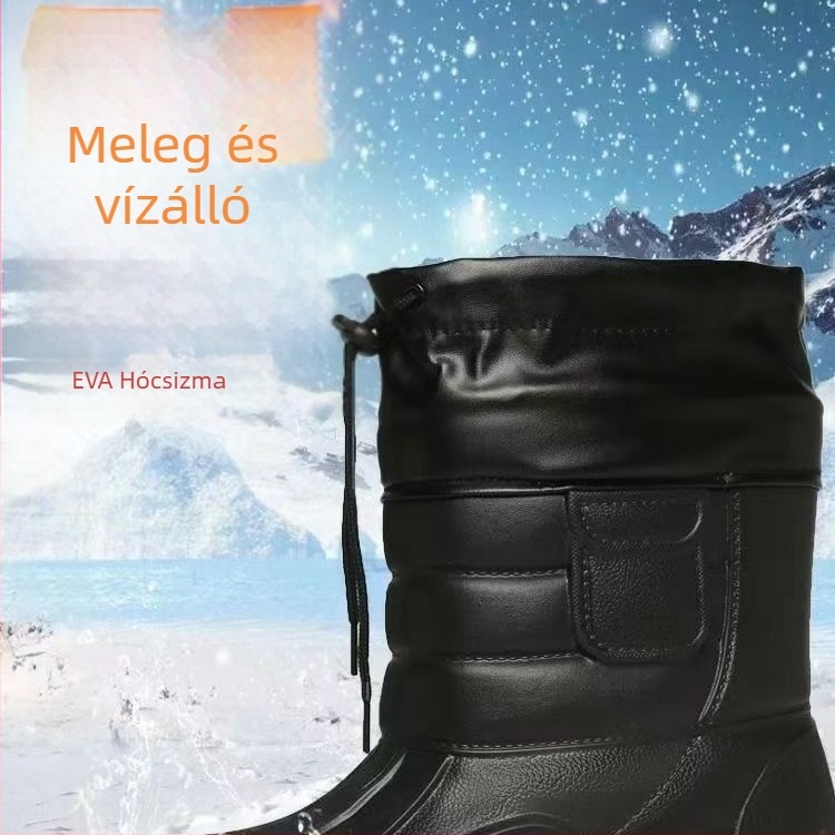 Téli hócsizma: vízálló, csúszásmentes, fleece béléses, PU felsőrész, EVA talp