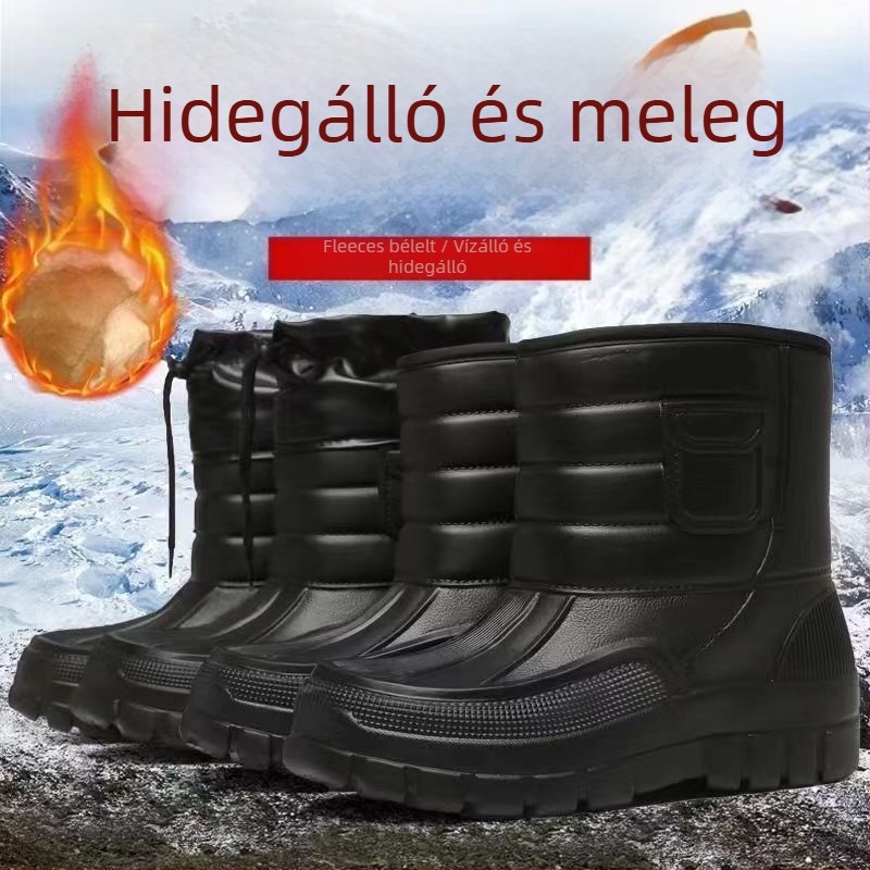 Téli hócsizma: vízálló, csúszásmentes, fleece béléses, PU felsőrész, EVA talp