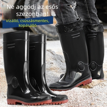 Férfi esőcsizmák – magas cső, csúszásmentes, vízálló, kopásálló, műanyag talp