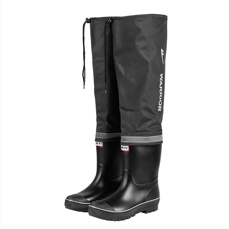 Térd fölötti esőbakancs férfiaknak – vízálló horgász és gázlócipő PVC felsőrésszel, műanyag talppal, csúszásmentes, négy évszakos.