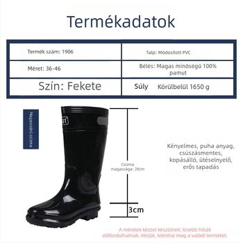 3531 Magas szárú esőcsizmák, műanyag felsőrész, marha ín talp, magas szár, kerek orr, alacsony sark