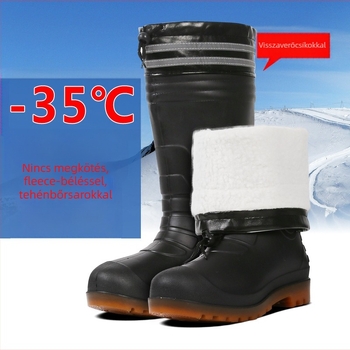 Férfiaknak magas szárú műanyag esőcsizma meleg műanyag bélésével, csúszásmentes talppal, téli munkára