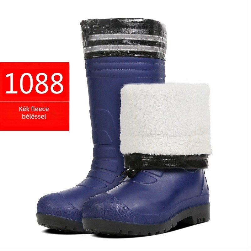 Férfiaknak magas szárú műanyag esőcsizma meleg műanyag bélésével, csúszásmentes talppal, téli munkára