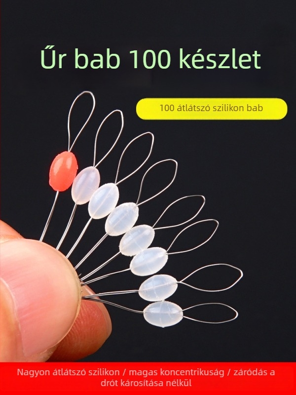 Szilikonból készült horgászati kiegészítő: ovális hengeres forma, 7+1 darab, magas átlátszóság, magas koncentrikusság