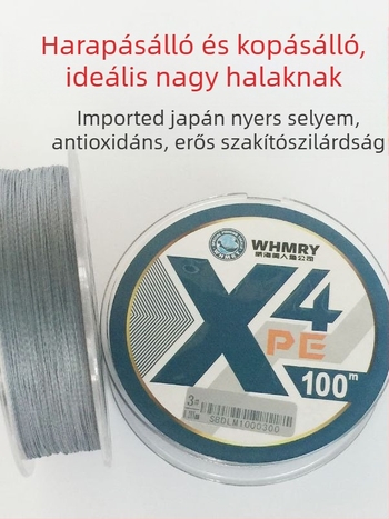 Mermaid PE fonott horgász alvonal, 100 m hosszú, erős, anti-gubancolás