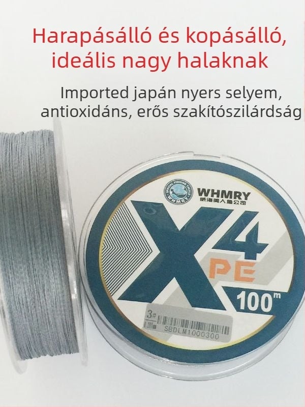 Mermaid PE fonott horgász alvonal, 100 m hosszú, erős, anti-gubancolás