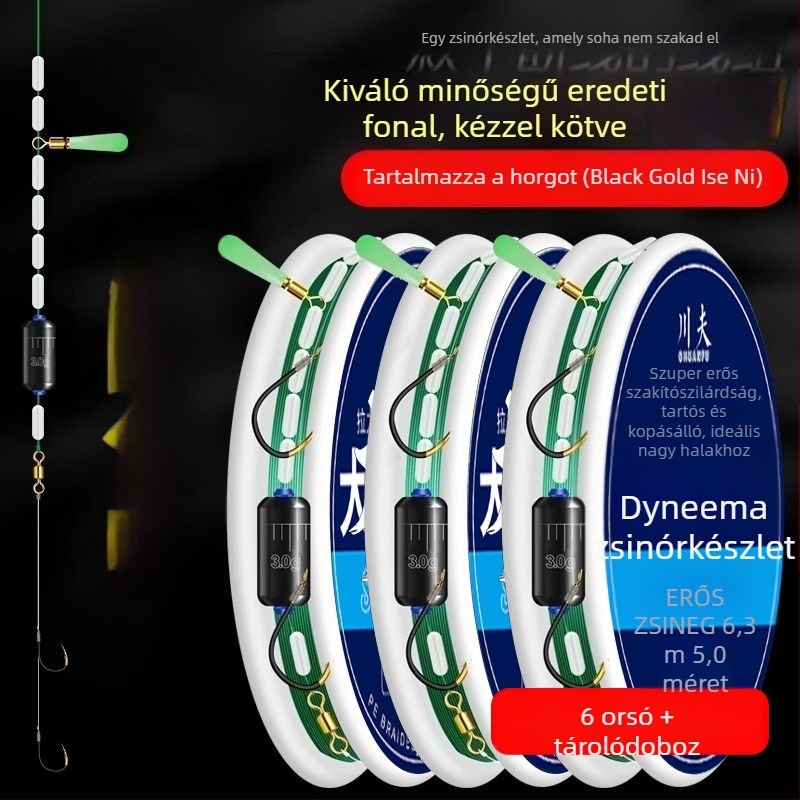 8.1 m PE horgászzsinórkészlet előre kötött vezetővel és dupla horoggal tóparti horgászathoz