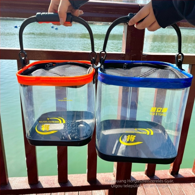 Átlátszó EVA anyagú halas vödör, összecsukható és hordozható, élő halak számára, 400 g