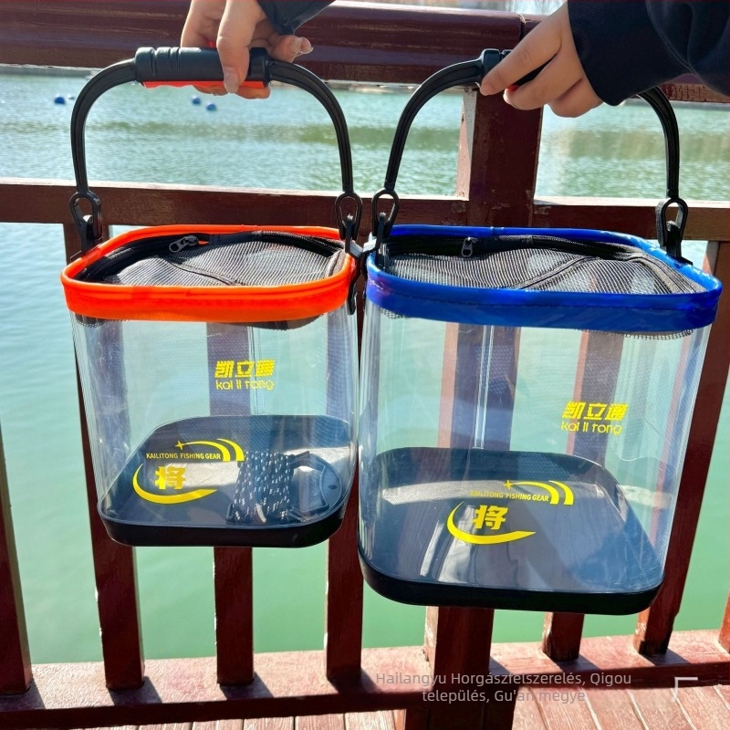 Átlátszó EVA anyagú halas vödör, összecsukható és hordozható, élő halak számára, 400 g