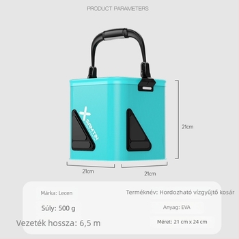 Kötéllel ellátott horgászati vödör, összecsukható, vastag EVA konstrukció (Anyag: EVA, Összecsukható, Kötél, Vastag EVA konstrukció)