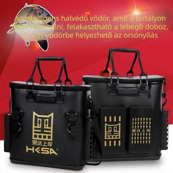 Intelligens horgászvödör beépített bottartóval és vastagabb halsvédővel (Black Pit Ashore márka, beépített bot, vastag halsvédő, multifunkcionális)
