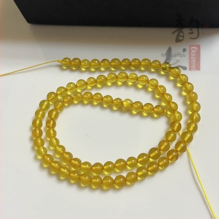 Borostyán szabad gyöngyök DIY ékszerekhez, fényes gömbölyű gyöngyök, prémium stílus, Abner márka