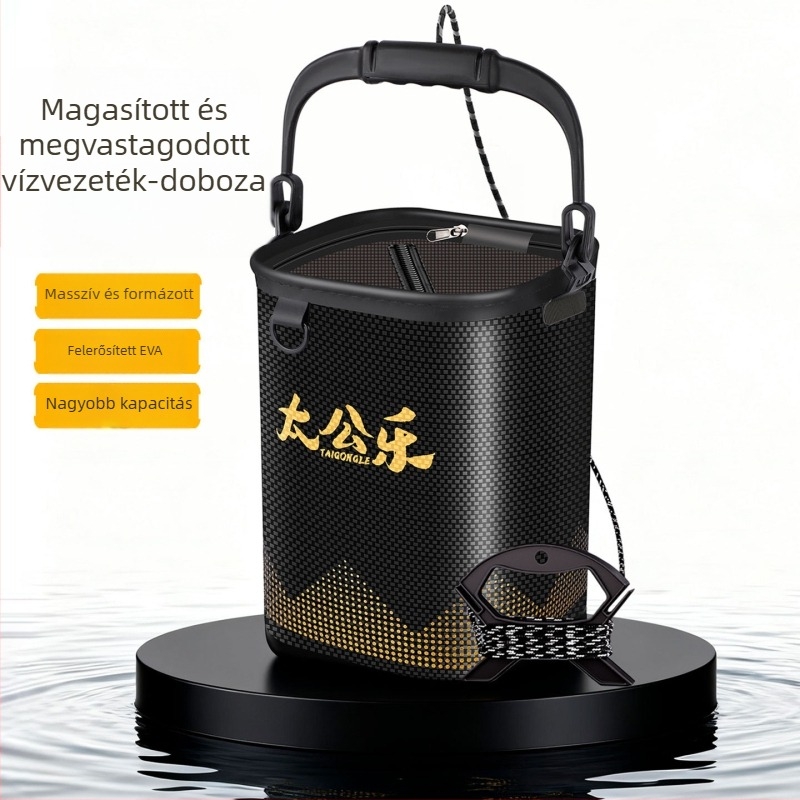 Élő halak számára készült víztároló vödör integrált ugrás elleni hálóval, EVA egy darabban öntött forma, kiemelt dizájn