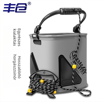 EVA összecsukható horgász vödör fedéllel – megerősített, könnyen hordozható