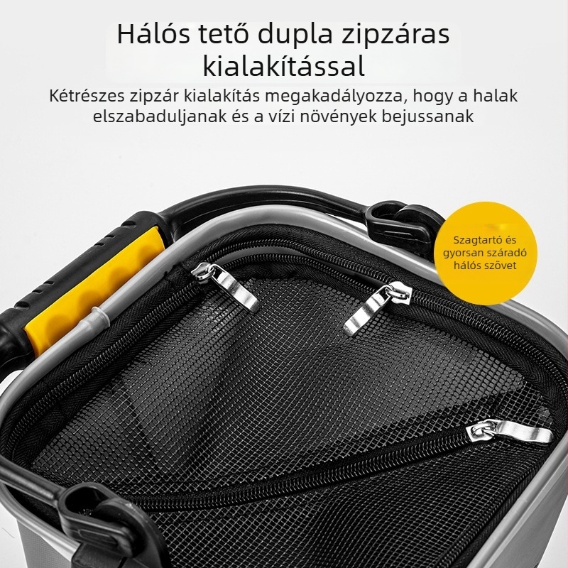 EVA összecsukható horgász vödör fedéllel – megerősített, könnyen hordozható