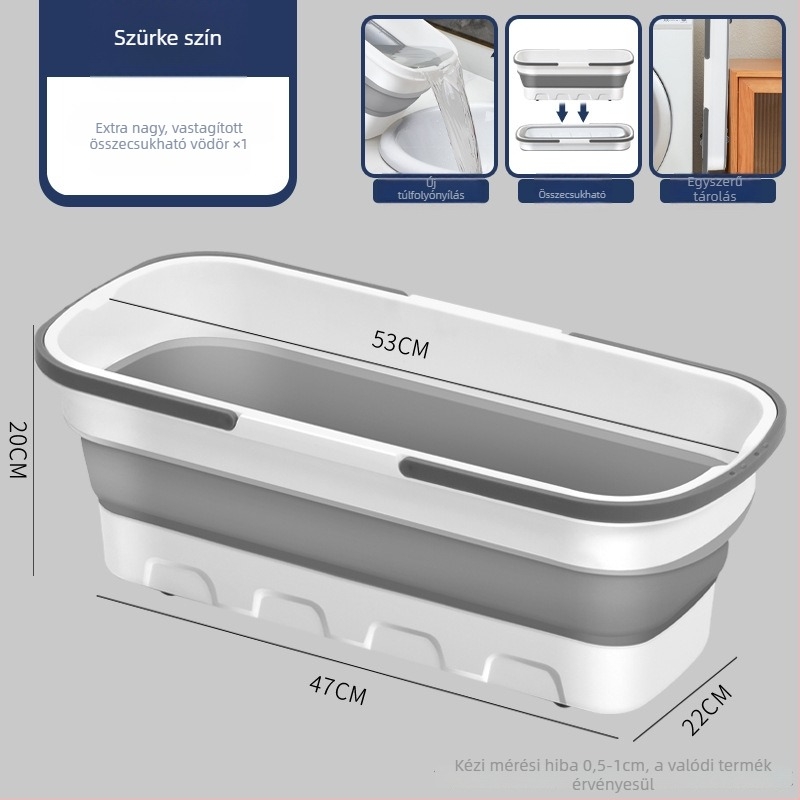 Műanyag összecsukható négyzet alakú vödör autómosáshoz és horgászathoz