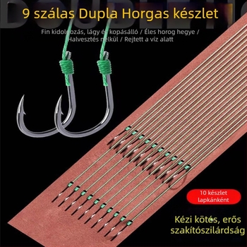 Bravo Kétkampós készlet előre kötött horogokkal, PE damillal és harapás elleni damillal a fenekire történő horgászatra