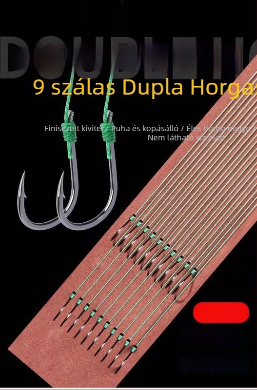 Bravo Kétkampós készlet előre kötött horogokkal, PE damillal és harapás elleni damillal a fenekire történő horgászatra