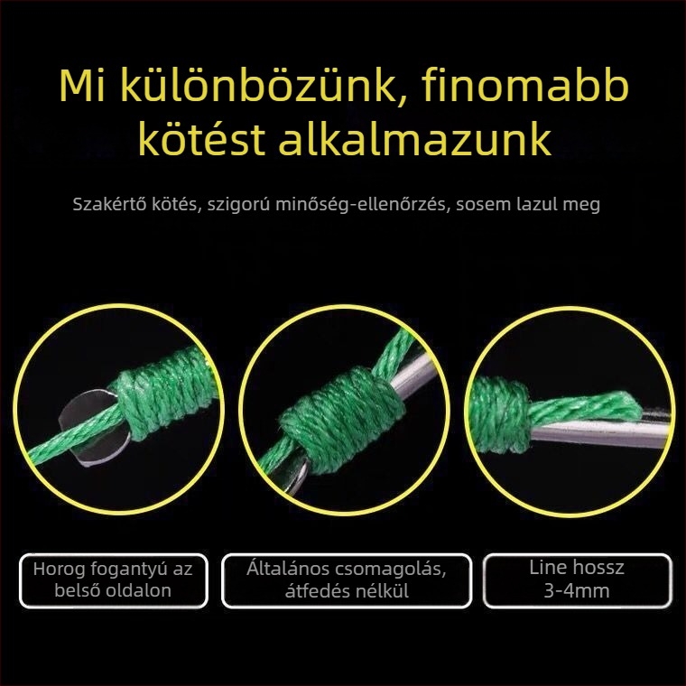 Bravo Kétkampós készlet előre kötött horogokkal, PE damillal és harapás elleni damillal a fenekire történő horgászatra