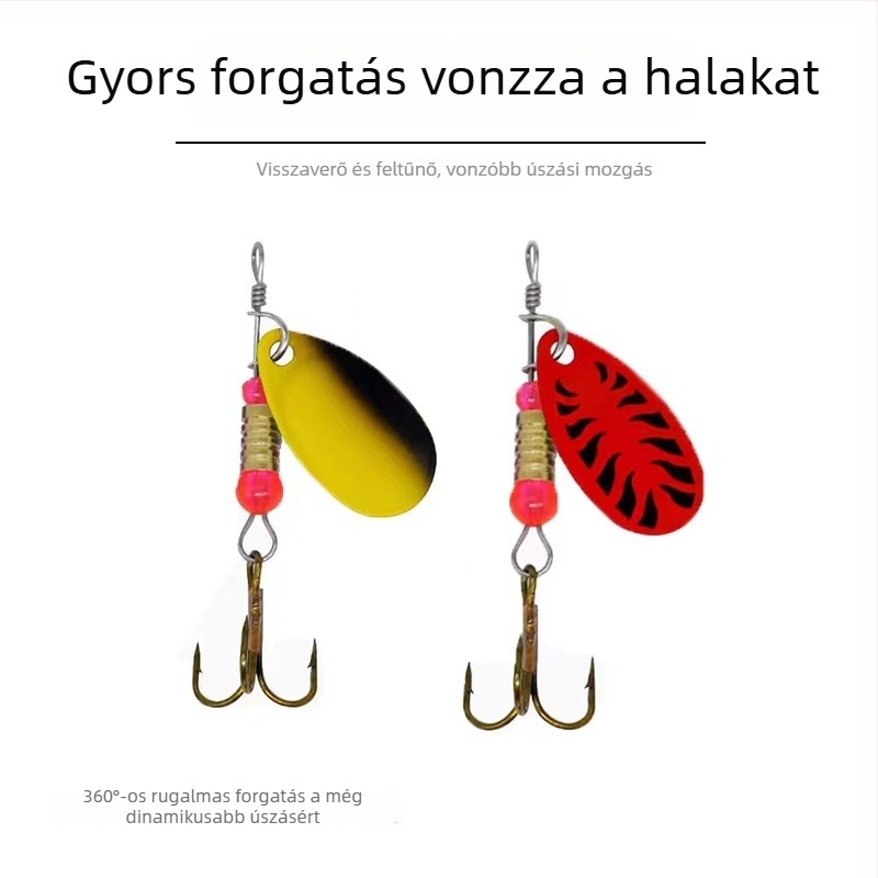 Horgász csali spinnerrel, fém tollas horoggal, 3-9 g, PU anyag